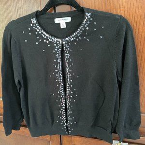 Isaac Mizrahi Black Sequined Cardigan Sweater (M)